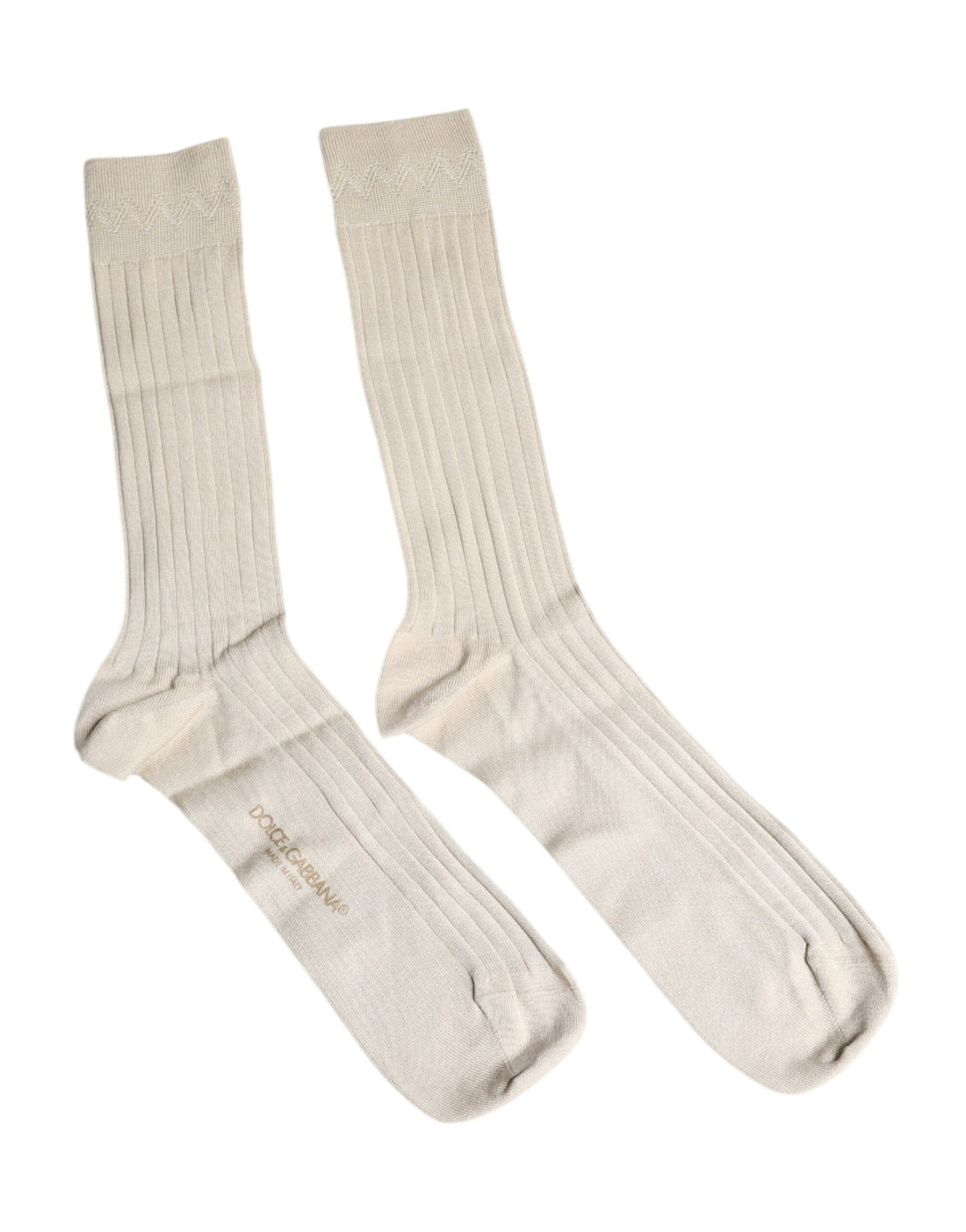Dolce &amp;amp; Gabbana Beige Strumpor i Bomull med Stretchig Logotyp, Halvvadd