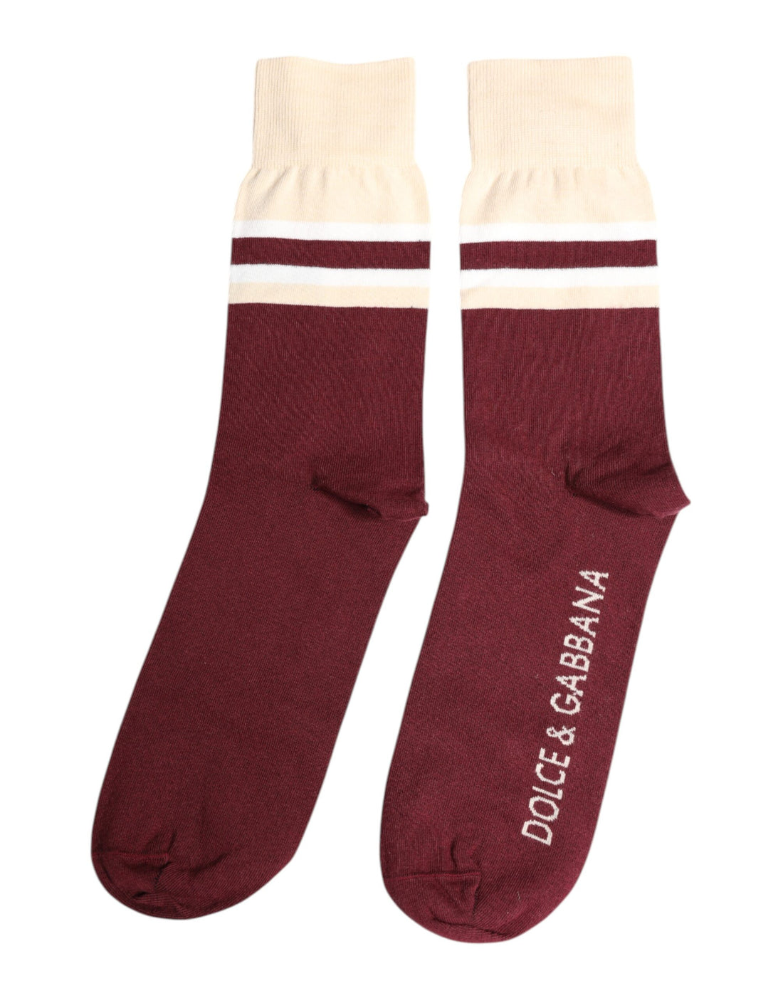 Dolce &amp;amp; Gabbana – Vinröda stretchiga logotypmönstrade strumpor med mitten av vaden