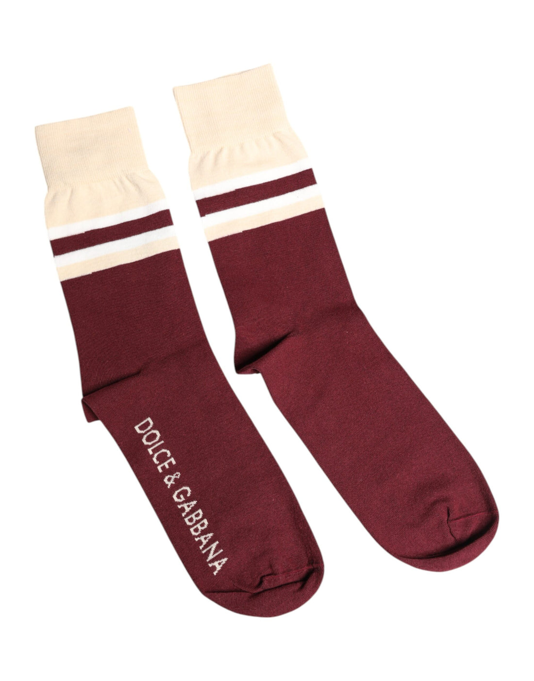 Dolce &amp;amp; Gabbana – Vinröda stretchiga logotypmönstrade strumpor med mitten av vaden