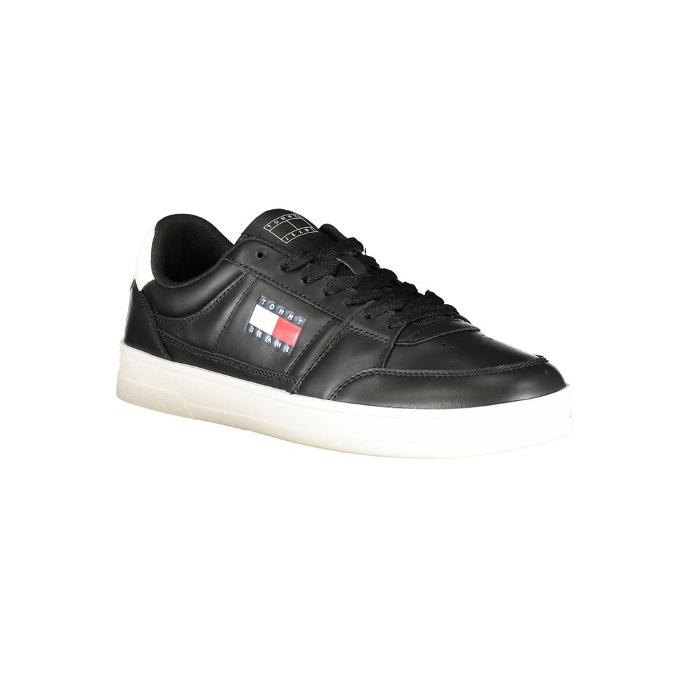 Tommy Hilfiger svarta lädersneakers för män