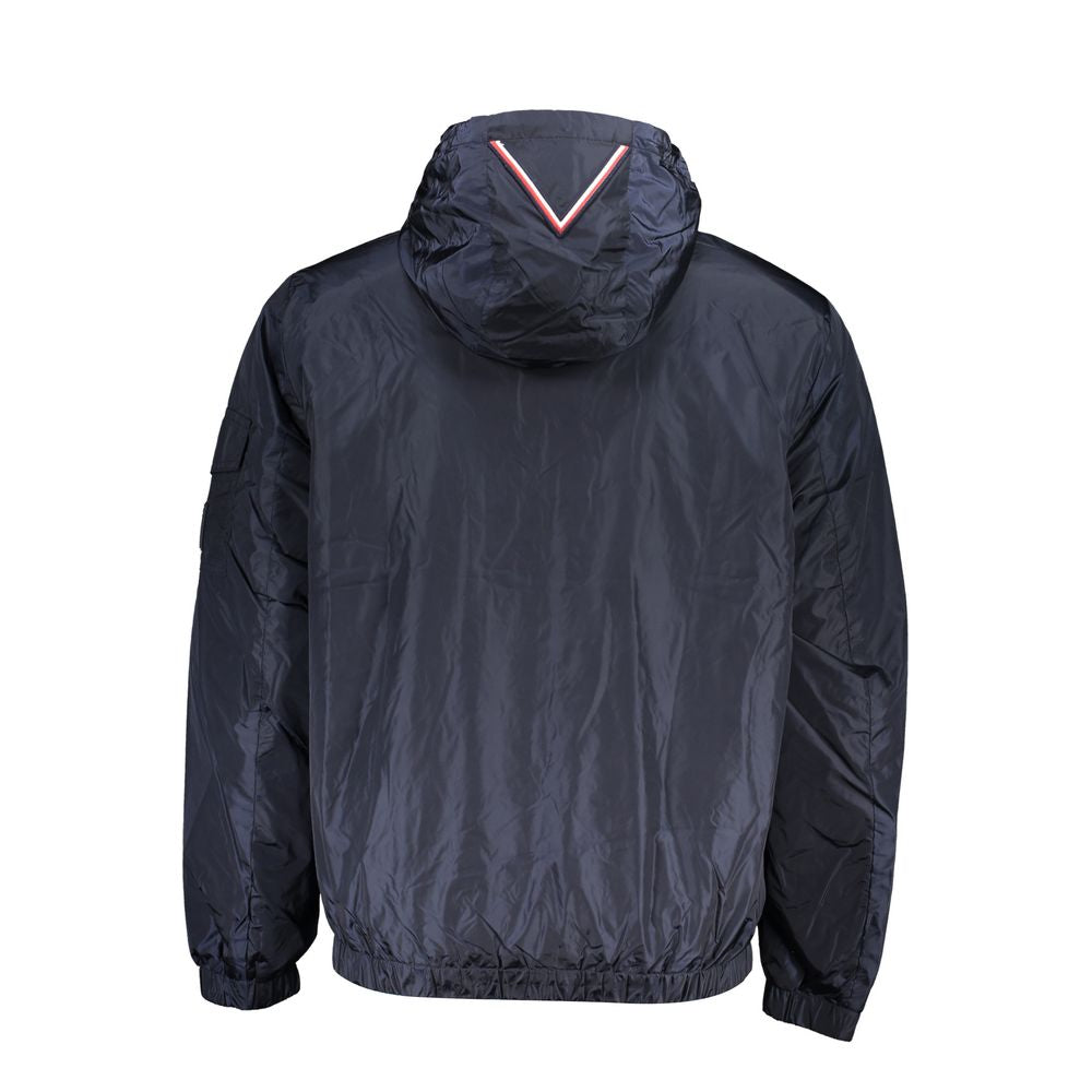 Tommy Hilfiger Chic Blå Huvad Sportjacka med Kontrastdetaljer