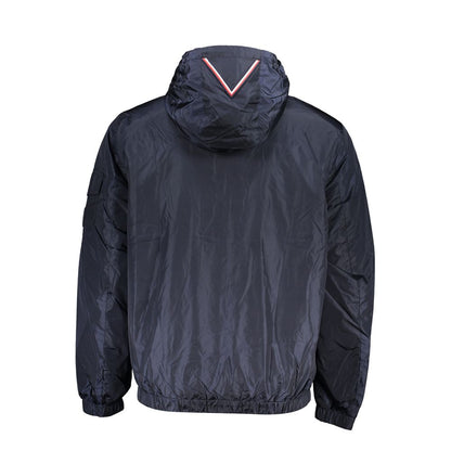 Tommy Hilfiger Chic Blå Huvad Sportjacka med Kontrastdetaljer