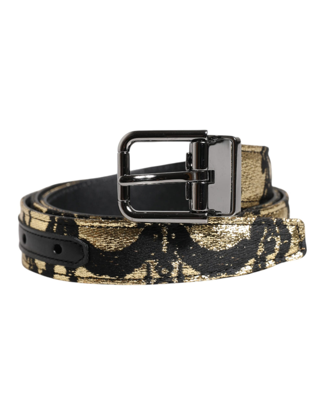 Dolce &amp;amp; Gabbana Flerfärgat Jacquard Läderbälte med Metallspänne
