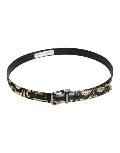 Dolce &amp;amp; Gabbana Flerfärgat Jacquard Läderbälte med Metallspänne