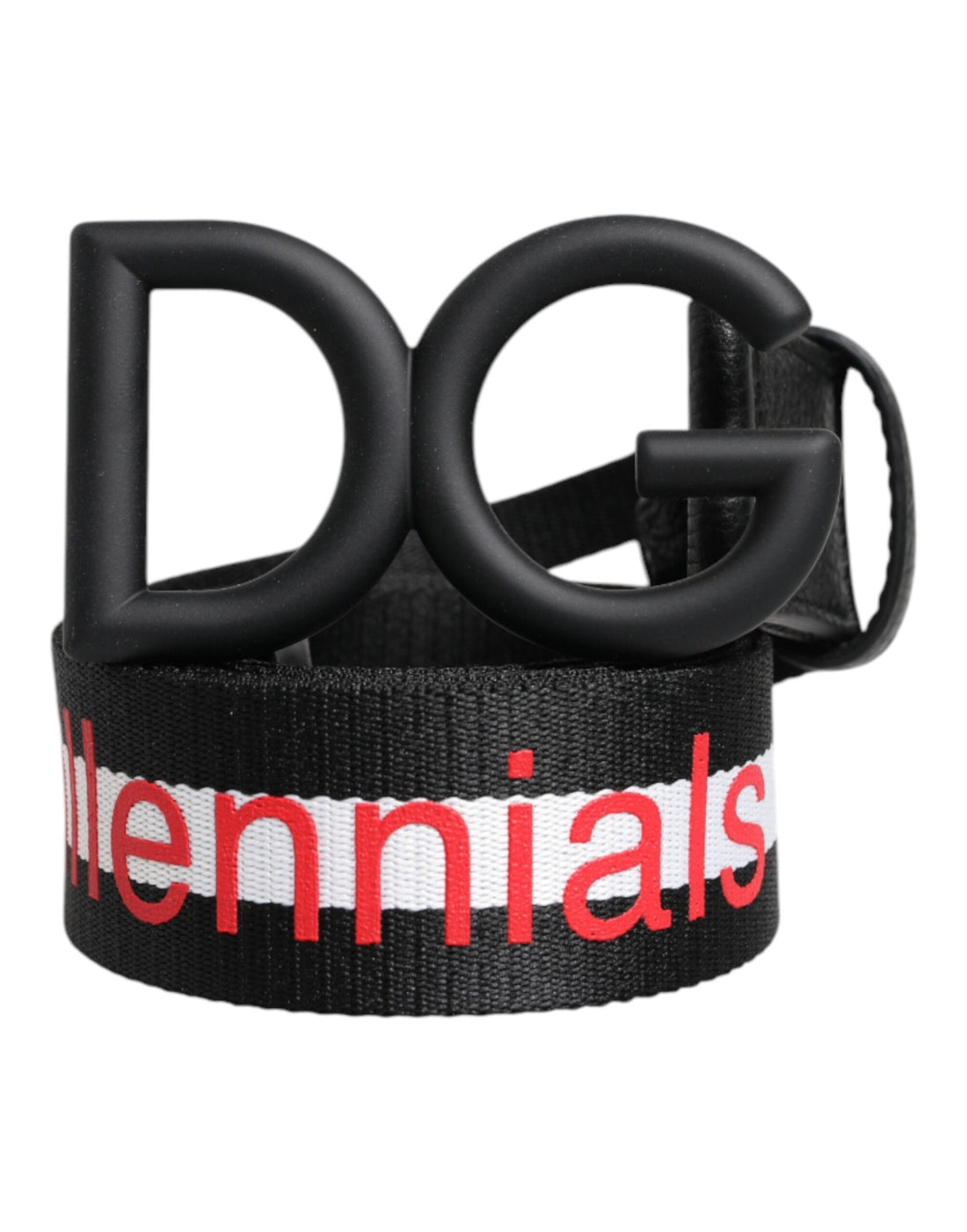 Dolce &amp;amp; Gabbana svart polyesterbälte med logotyp och DG-spänne