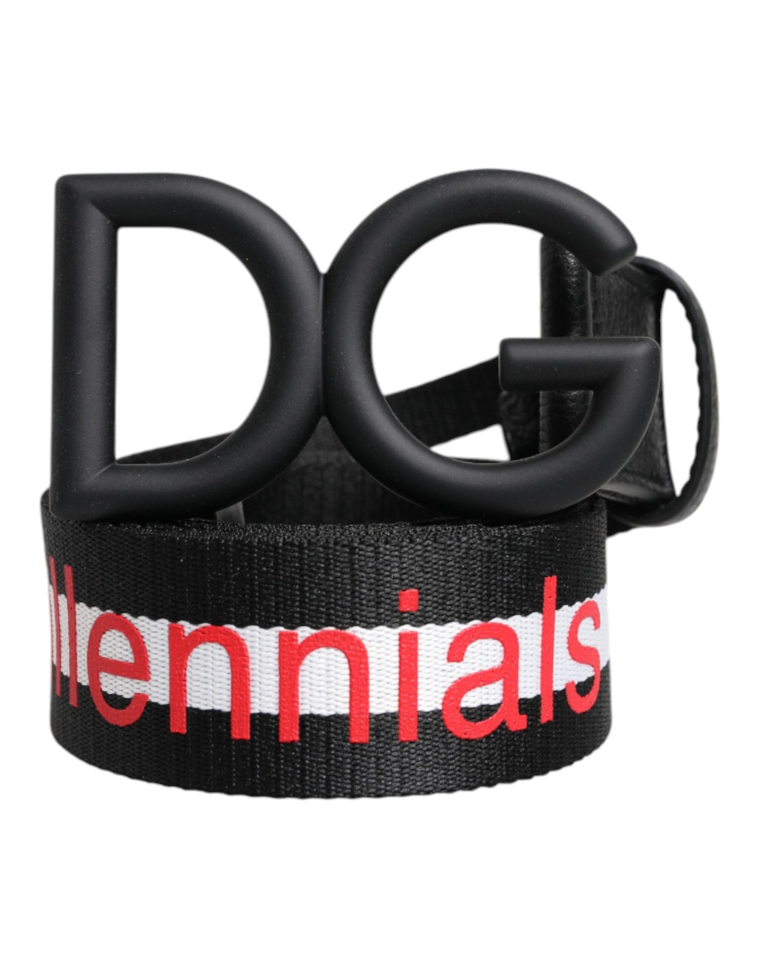 Dolce &amp;amp; Gabbana svart polyesterbälte med logotyp och DG-spänne