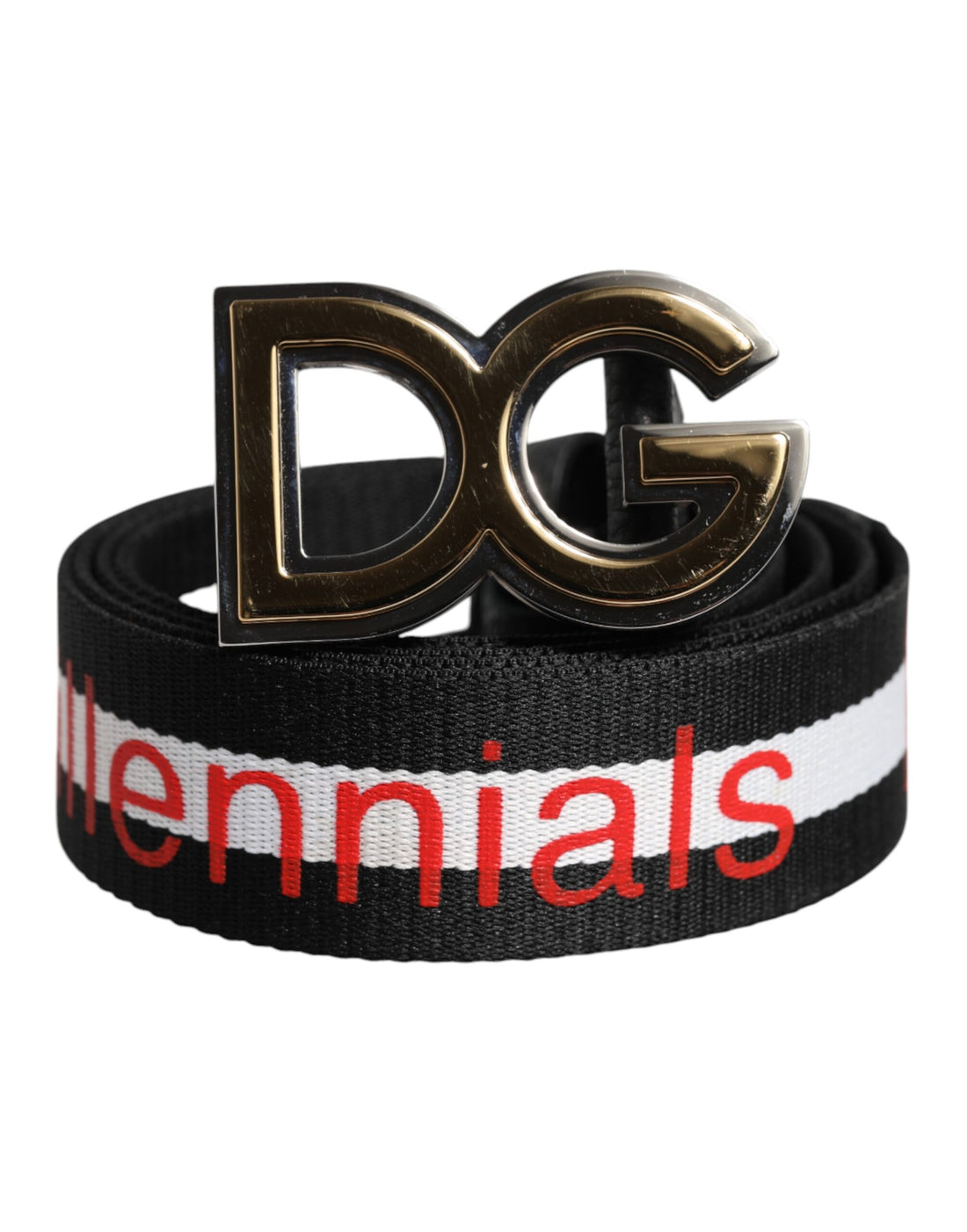 Dolce &amp;amp; Gabbana svart bomullsbälte med logotyp och DG-spänne