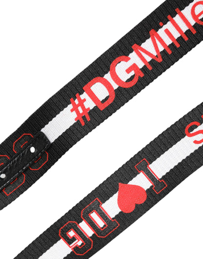 Dolce &amp;amp; Gabbana svart bomullsbälte med logotyp och DG-spänne