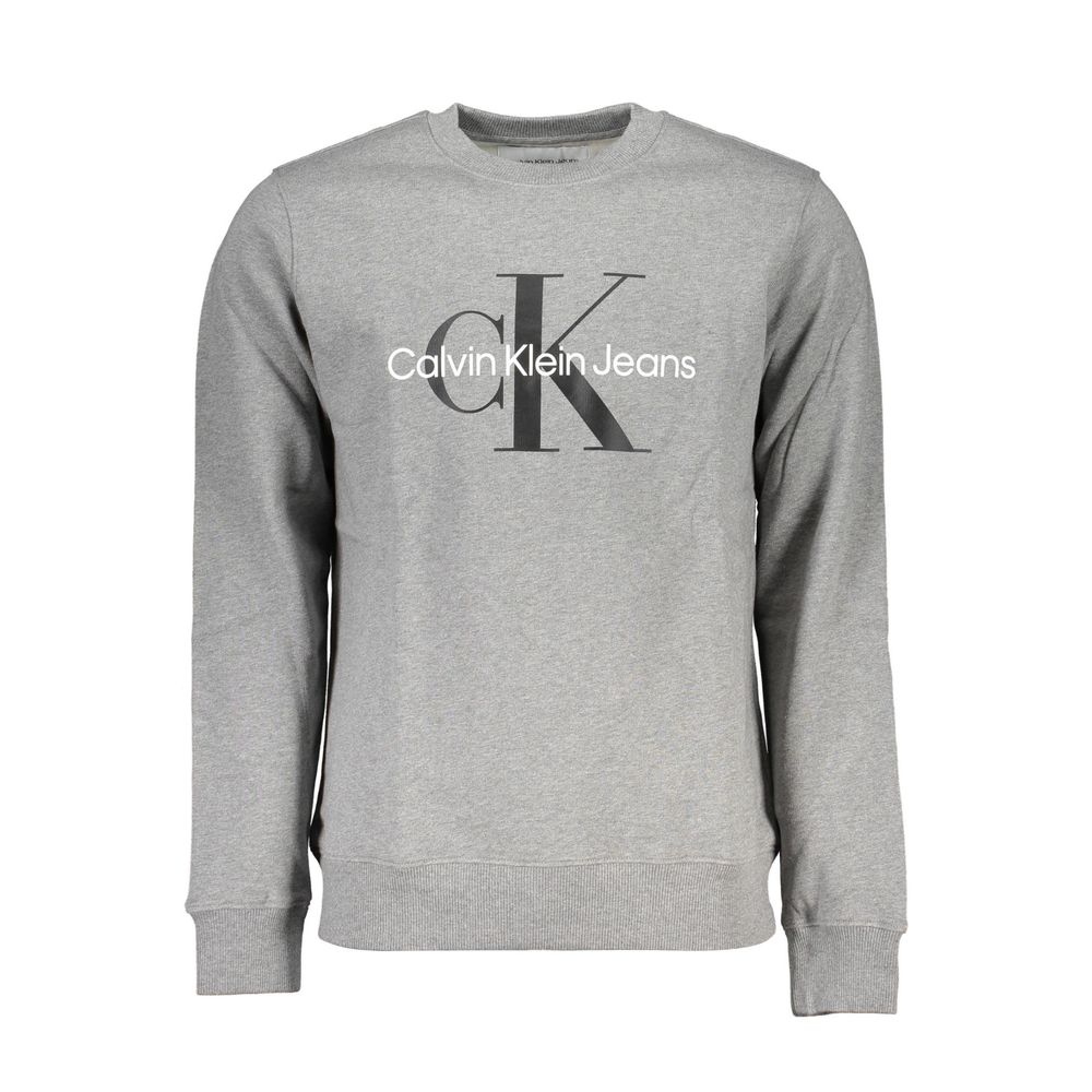 Calvin Klein klassisk grå tröja med rund hals och logotyp