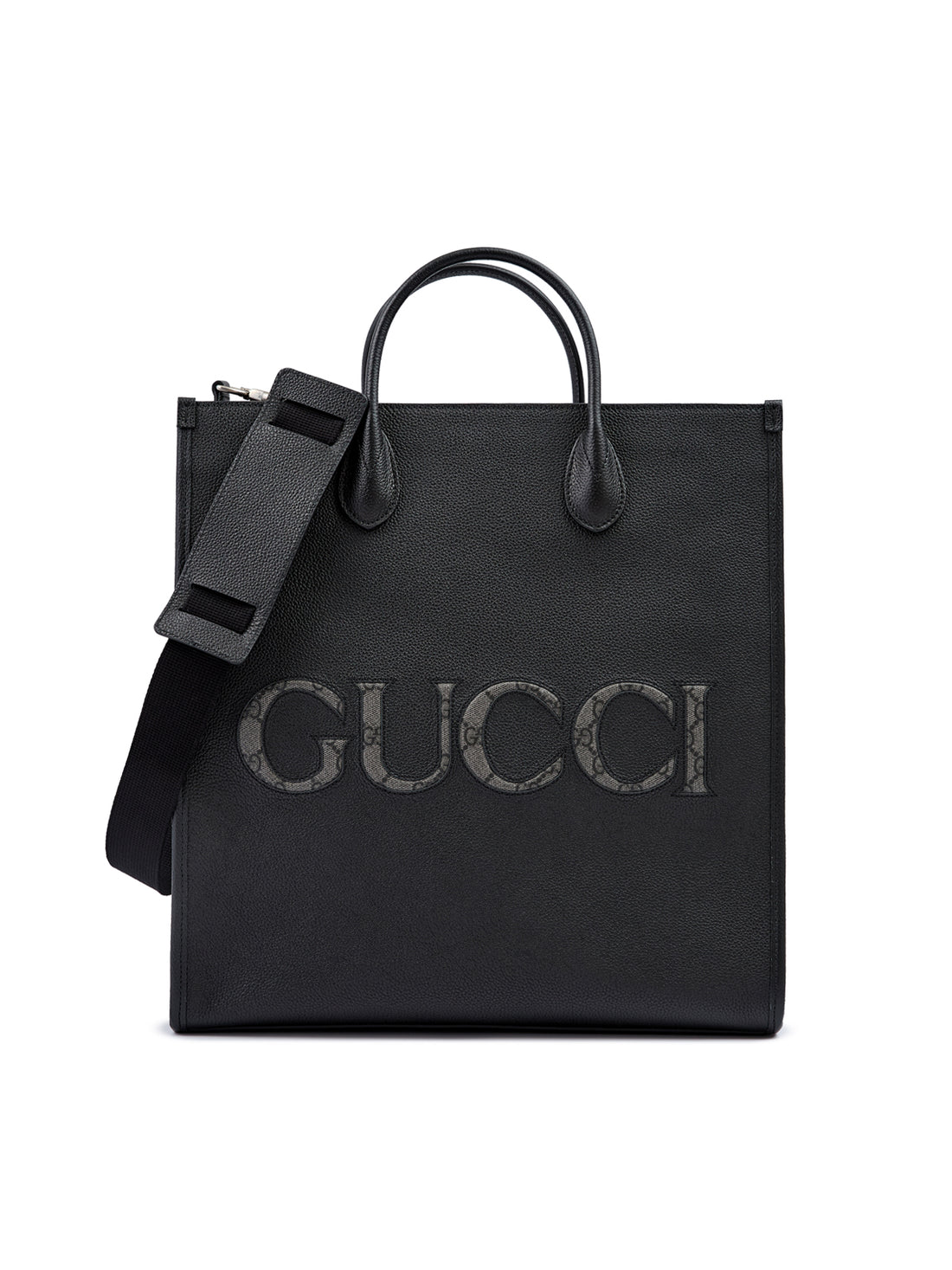 Gucci svart läderlogotyp mellanstor tygväska