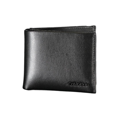 Calvin Klein elegant svart läderplånbok med dubbla fack