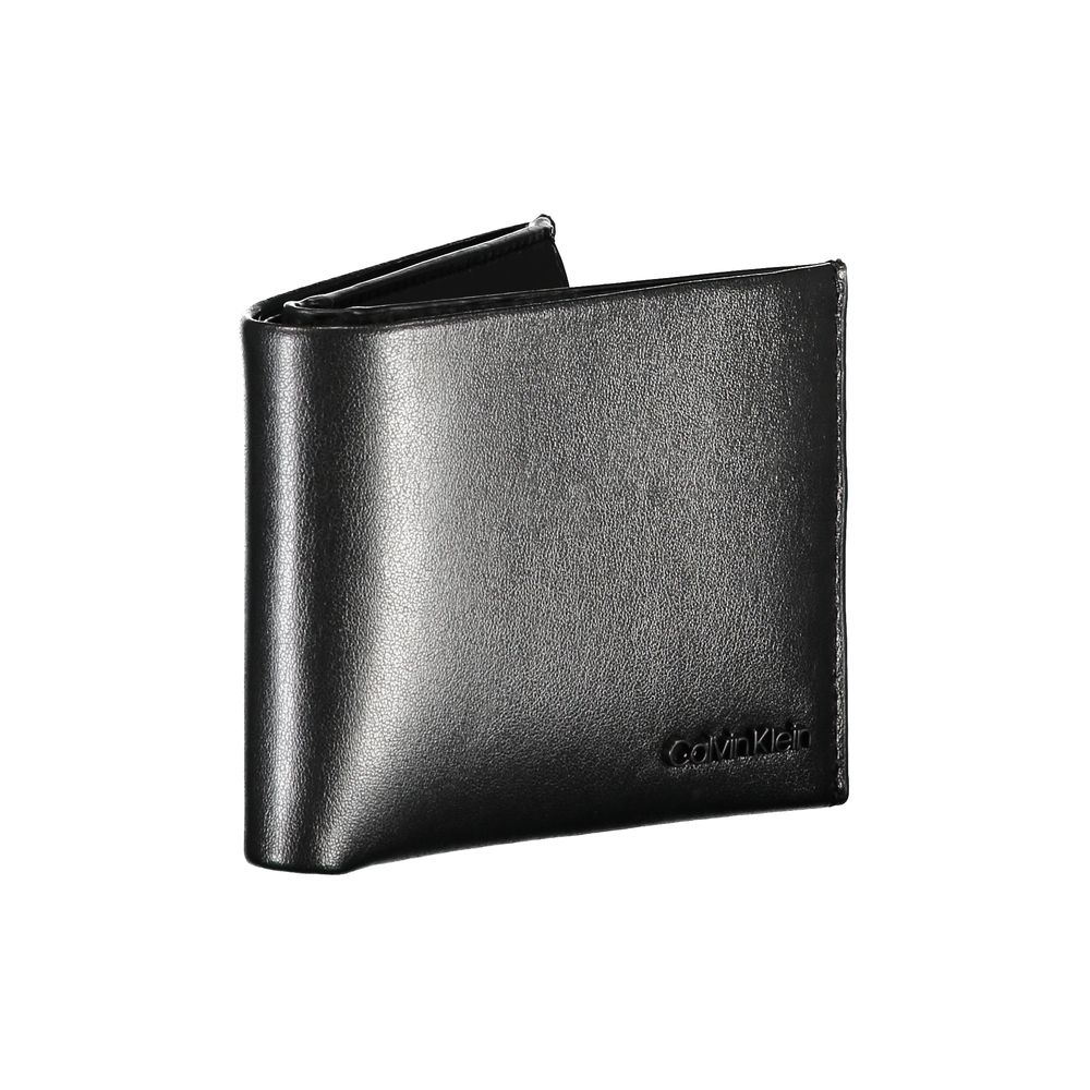 Calvin Klein elegant svart läderplånbok med dubbla fack
