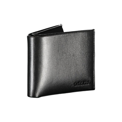 Calvin Klein elegant svart läderplånbok med dubbla fack