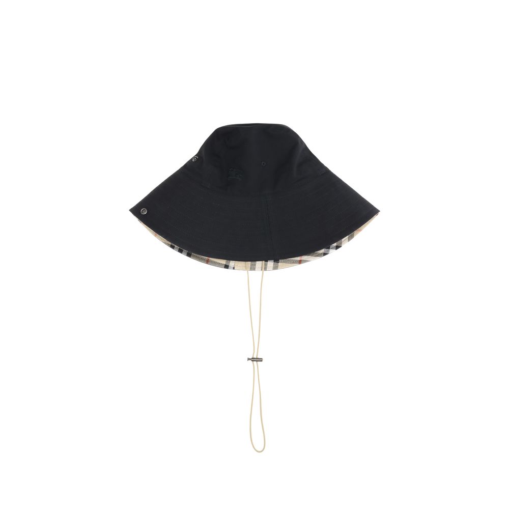Burberry Bucket Hat med rutig kant och gabardin