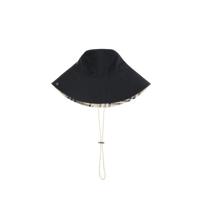 Burberry Bucket Hat med rutig kant och gabardin
