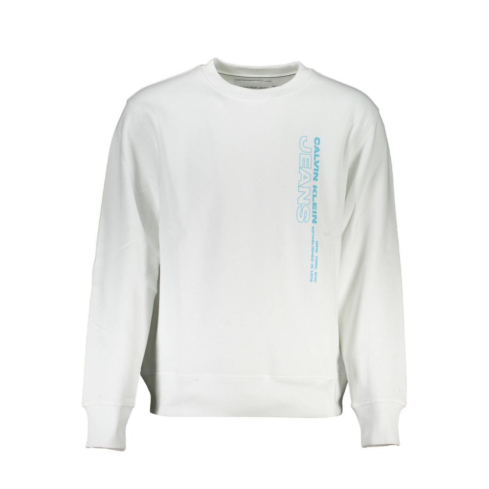 Calvin Klein Crisp White Rundringad Tröja i Bomullsblandning
