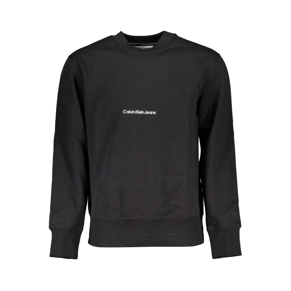 Calvin Klein Sleek svart fleece-tröja med rund halsringning