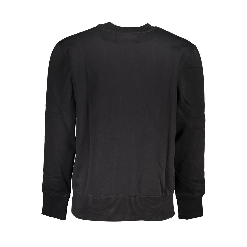 Calvin Klein Sleek svart fleece-tröja med rund halsringning