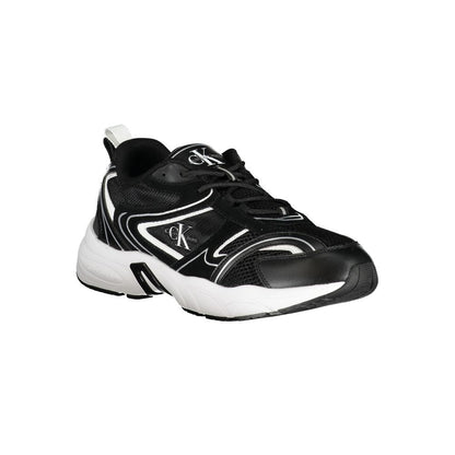 Calvin Klein – Eleganta svarta sneakers med snörning och kontrastdetaljer