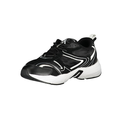 Calvin Klein – Eleganta svarta sneakers med snörning och kontrastdetaljer