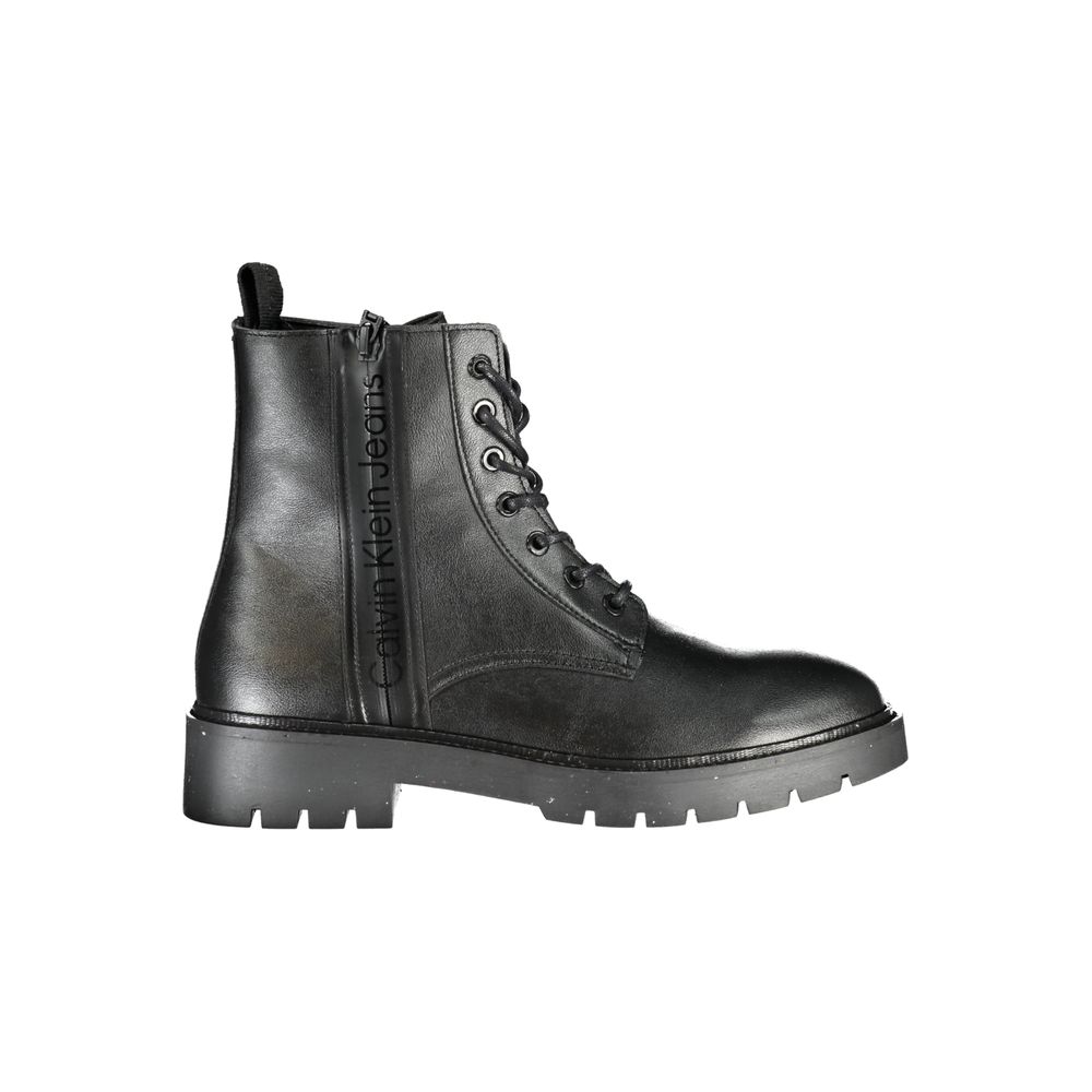 Calvin Klein – Snygga svarta ankelboots med snörning och dragkedja
