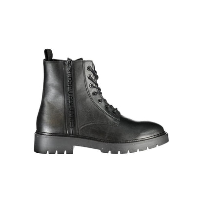 Calvin Klein – Snygga svarta ankelboots med snörning och dragkedja