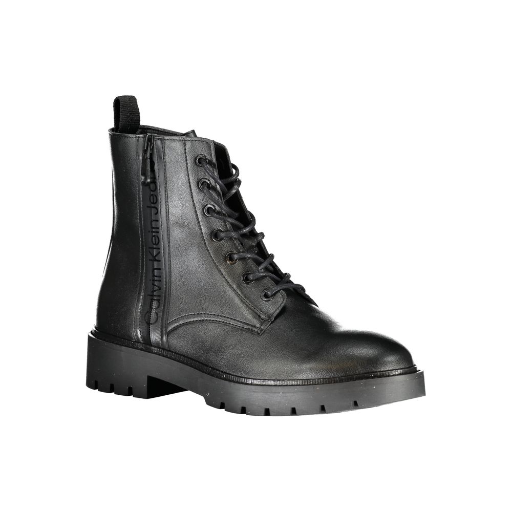 Calvin Klein – Snygga svarta ankelboots med snörning och dragkedja