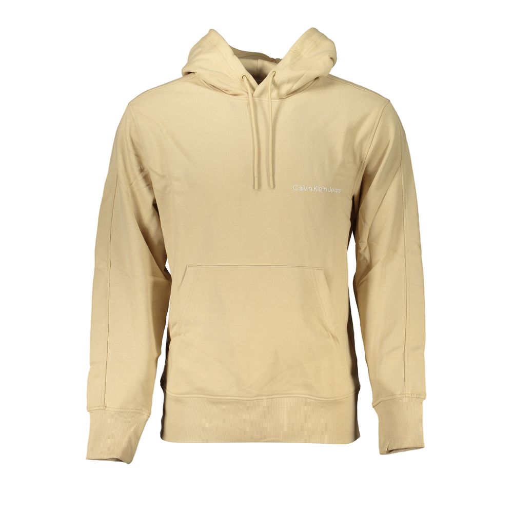 Calvin Klein Beige Borstad Bomull Huvtröja