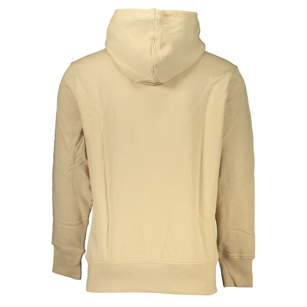 Calvin Klein Beige Borstad Bomull Huvtröja