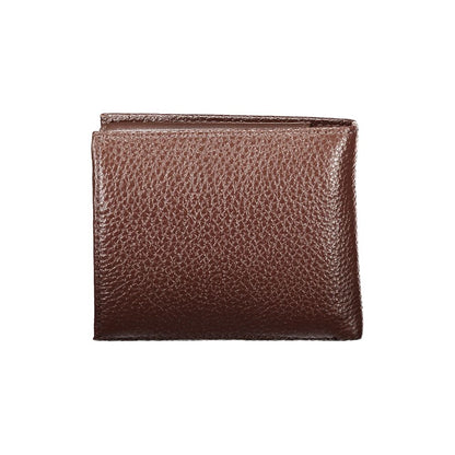 Tommy Hilfiger elegant brun läderplånbok med dubbelvikt