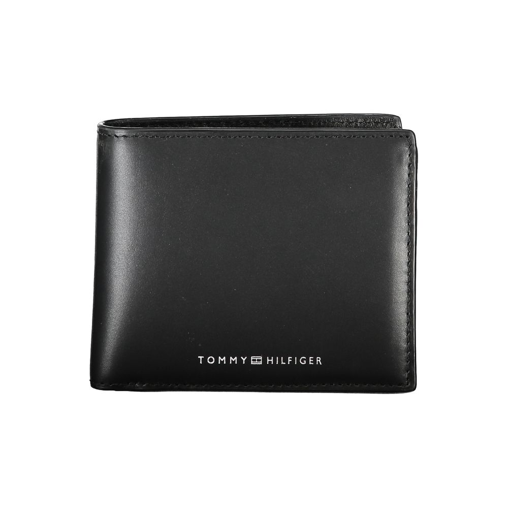 Tommy Hilfiger elegant svart läderplånbok för den moderna mannen