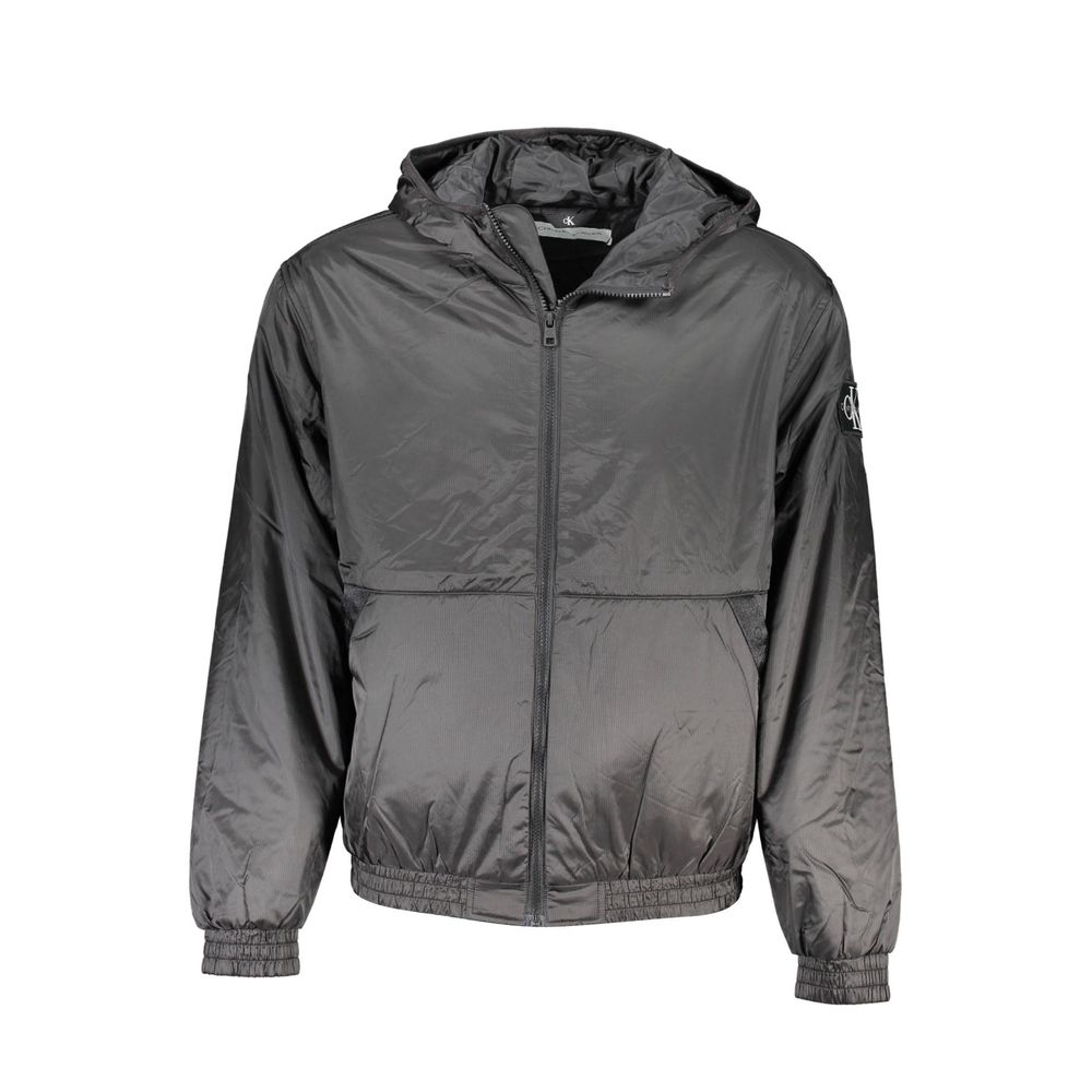 Calvin Klein Sleek svart huvjacka med kontrastdetalj
