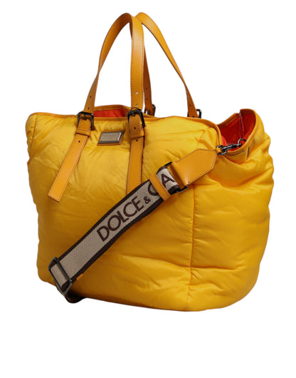 Dolce &amp;amp; Gabbana Gul Orange Nylon Logotypplack Handväska i Axelrem
