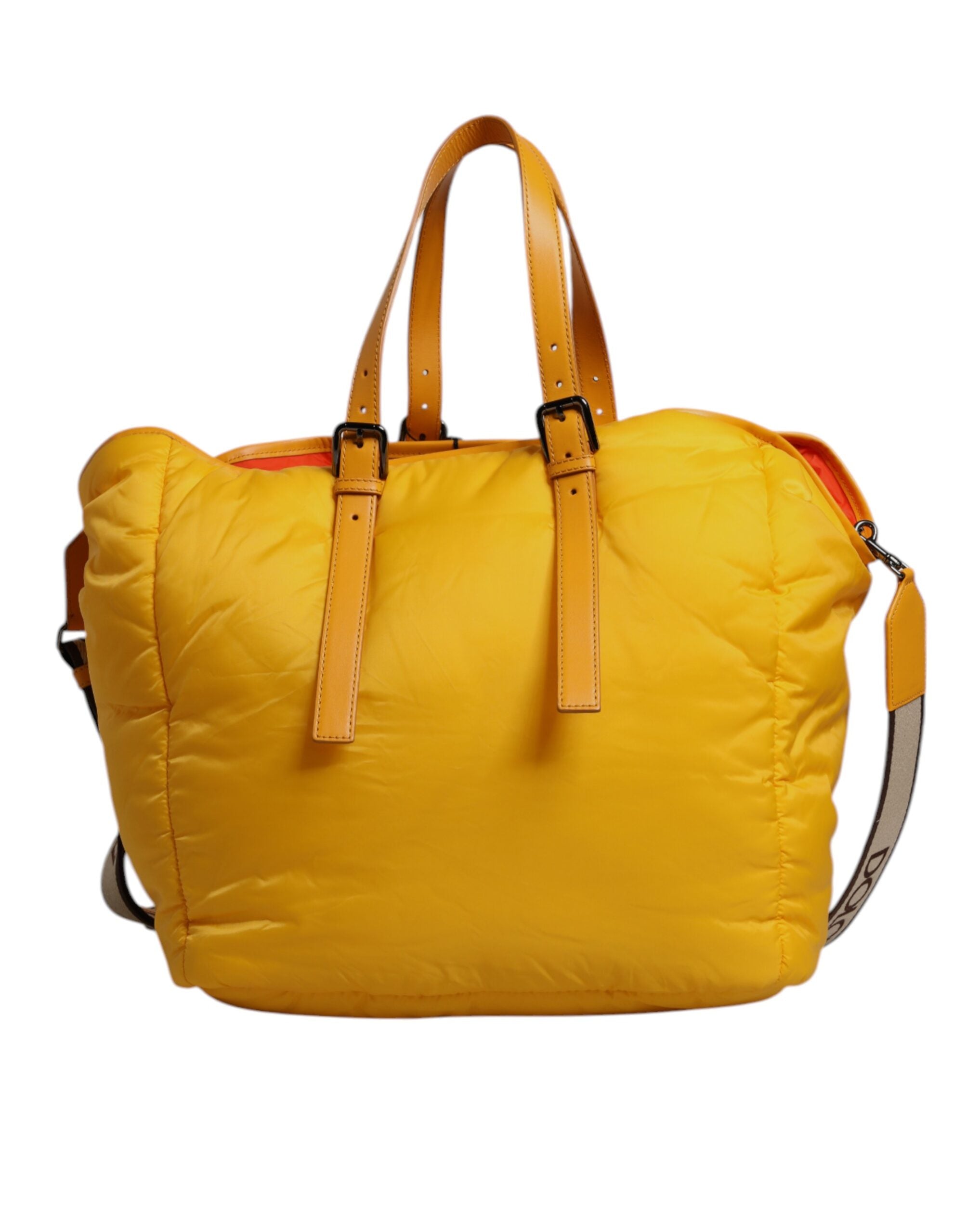 Dolce &amp;amp; Gabbana Gul Orange Nylon Logotypplack Handväska i Axelrem