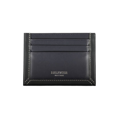 Tommy Hilfiger Sleek Blå Läderkortshållare med Kontrastdetalj