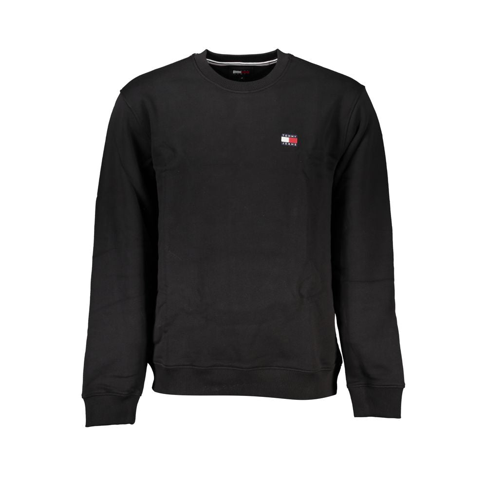 Tommy Hilfiger Sleek svart bomullströja med rund halsringning