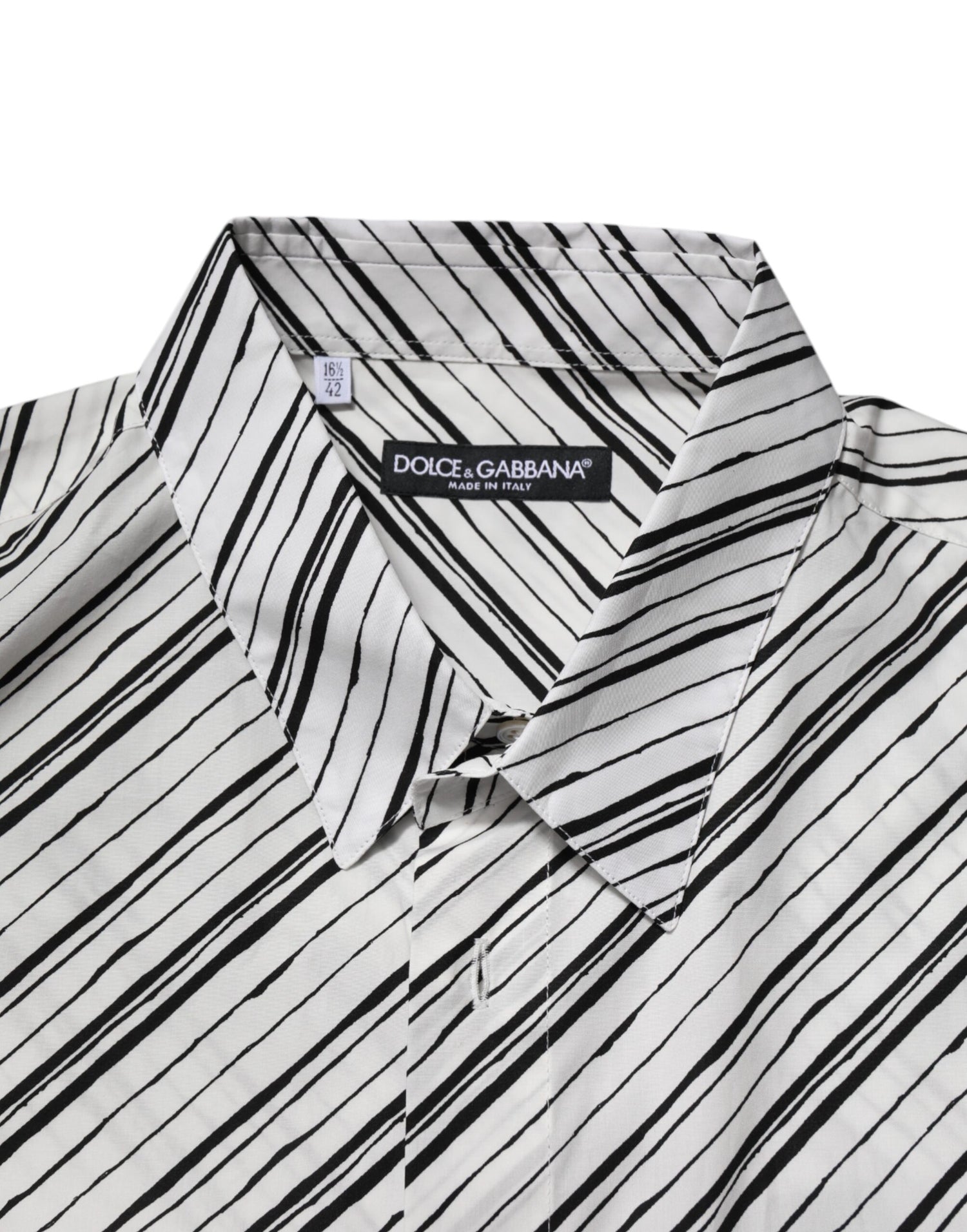 Dolce &amp;amp; Gabbana Vitrandig Långärmad Herrskjorta