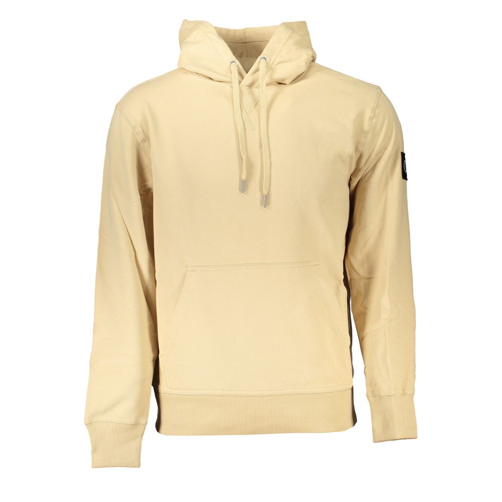 Calvin Klein Beige Borstad Bomulls Hoodie med Mittficka