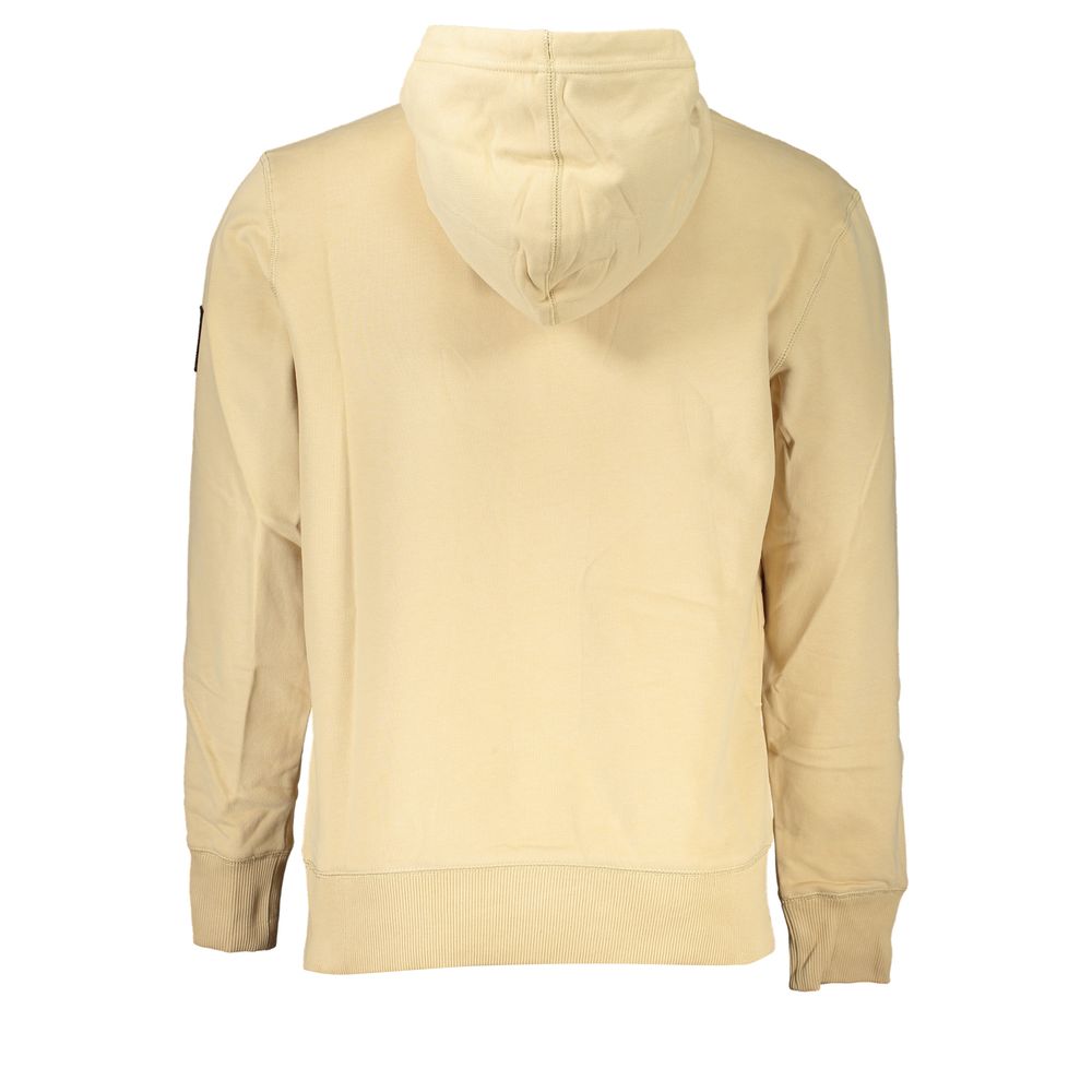 Calvin Klein Beige Borstad Bomulls Hoodie med Mittficka