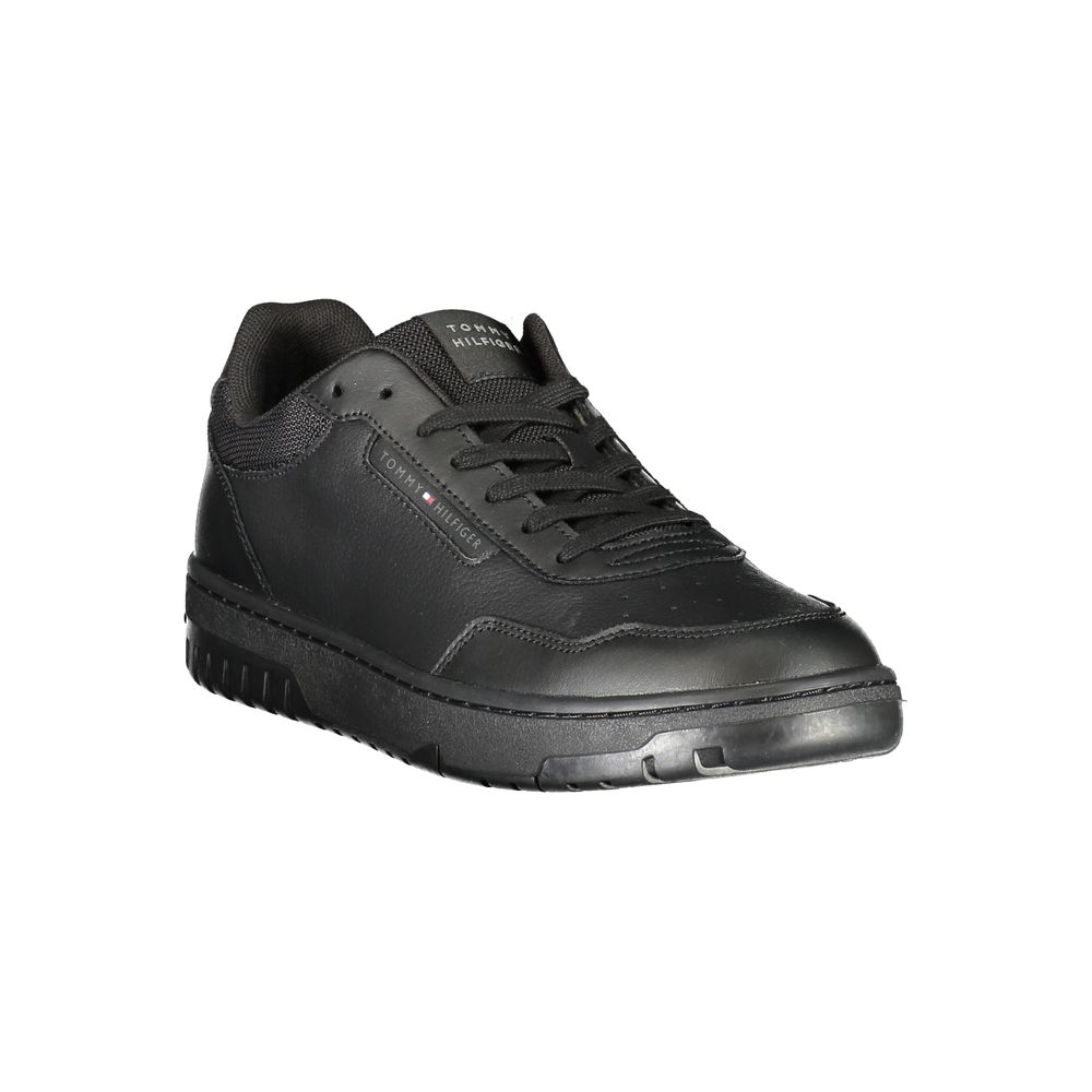 Tommy Hilfiger svarta lädersneakers för män