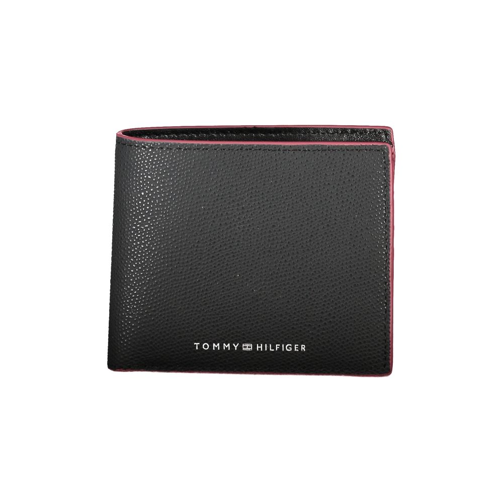 Tommy Hilfiger elegant svart läderplånbok