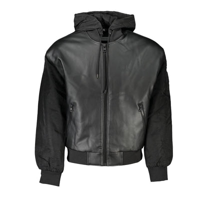 Calvin Klein Sleek svart huvjacka med kontrasterande detaljer