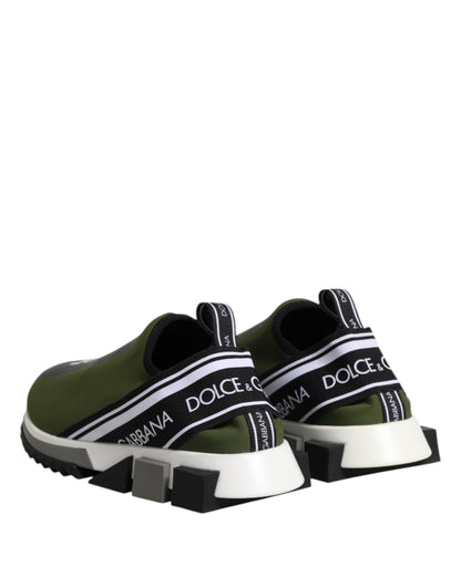Dolce &amp;amp; Gabbana Grön Svart Slip On Sorrento Sneakers Skor