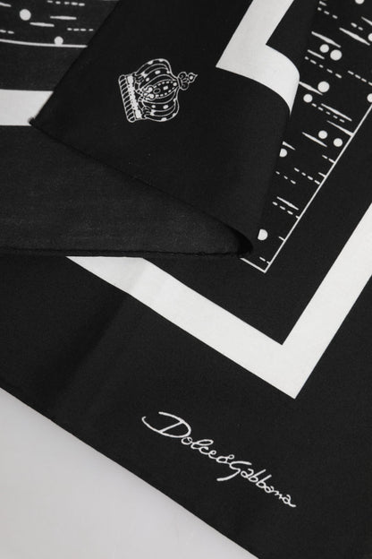 Dolce &amp;amp; Gabbana Svartvit Mönstrad Fyrkantig Foulard Halsduk