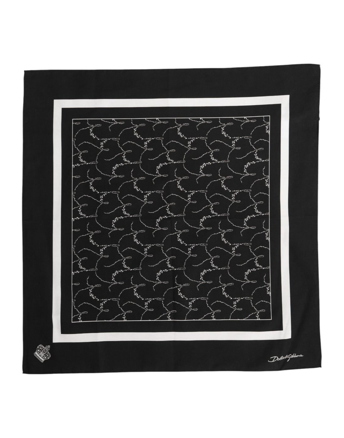 Dolce &amp;amp; Gabbana Svartvit Mönstrad Fyrkantig Foulard Halsduk