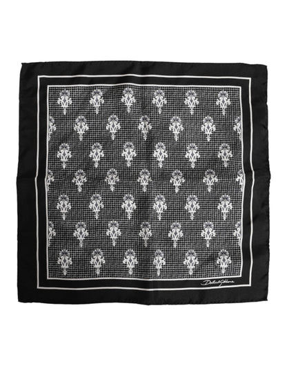 Dolce &amp;amp; Gabbana Svartvit Mönstrad Fyrkantig Foulard Halsduk