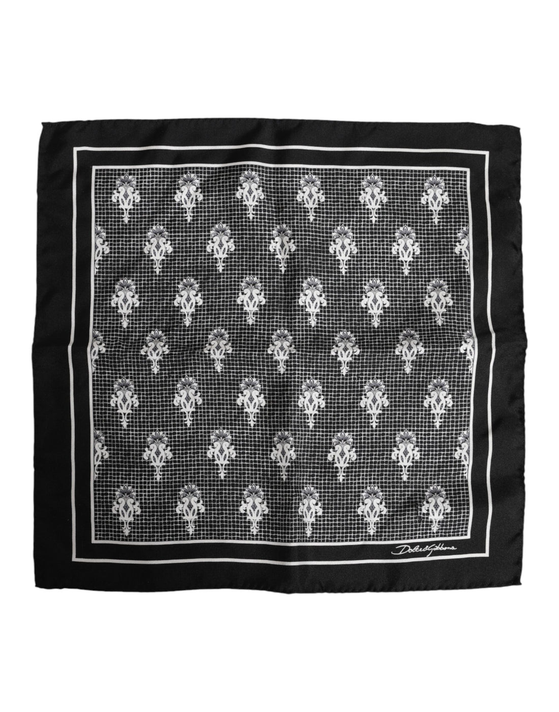 Dolce &amp;amp; Gabbana Svartvit Mönstrad Fyrkantig Foulard Halsduk