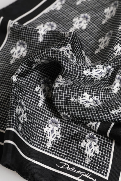 Dolce &amp;amp; Gabbana Svartvit Mönstrad Fyrkantig Foulard Halsduk
