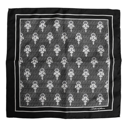 Dolce &amp;amp; Gabbana Svartvit Mönstrad Fyrkantig Foulard Halsduk