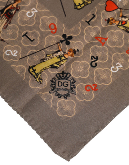 Dolce &amp;amp; Gabbana Brun Sidenmönstrad Fyrkantig Herrhalsduk